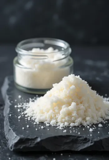 Bột rau câu agar trắng mịn trong bát nhỏ cùng thìa gỗ