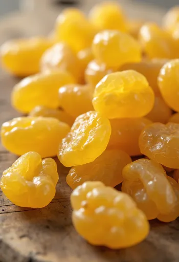 Bát nho khô vàng óng ánh cùng nho tươi, hạnh nhân và mật ong