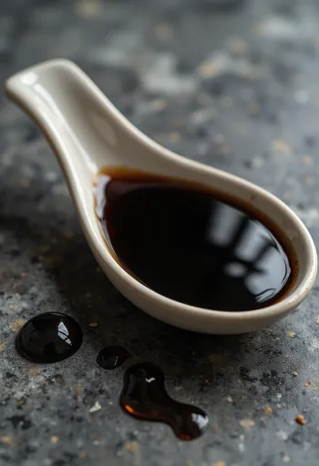 Giấm Balsamic đen nhánh trong bát thủy tinh, nho tươi và thùng gỗ ủ