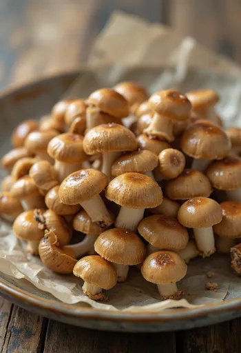 Nấm ngọc châm nâu (Shimeji nâu) đã cắt gốc và tách rời trên thớt