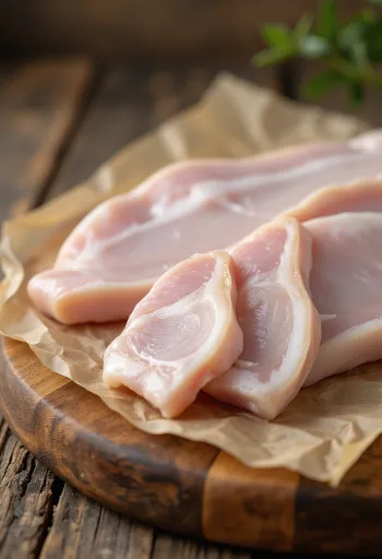 Bì lợn tươi sạch thái miếng trên thớt gỗ