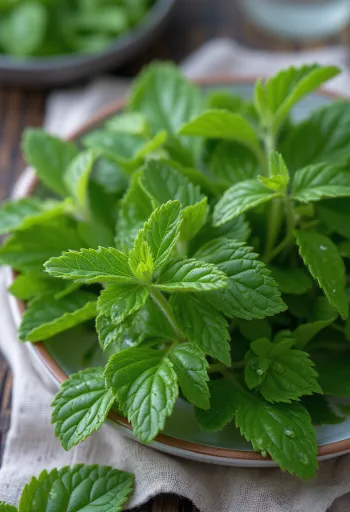 Lá tầm ma (Nettle) tươi xanh đã ngắt cuống trên đĩa trắng