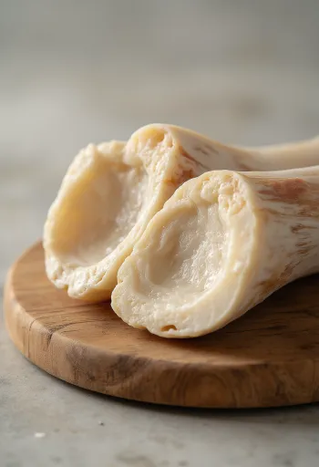 Tủy xương sống đã tách khỏi xương, màu hồng nhạt trên đĩa