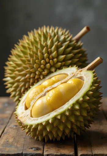 Quả sầu riêng gai góc và múi sầu vàng ươm béo ngậy