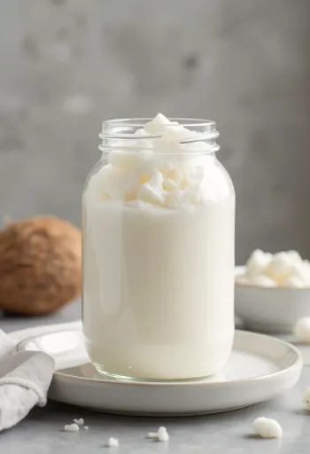 Dầu dừa tinh luyện trắng tinh, không mùi trong bát nhỏ