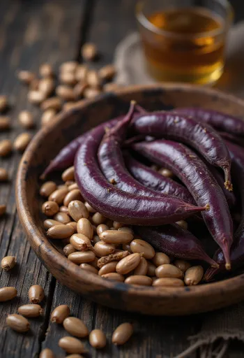 Hạt đậu ván trắng và tím khô đầy đặn