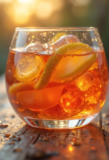 Chai và ly rượu mùi liqueur bên cạnh các loại gia vị tạo hương