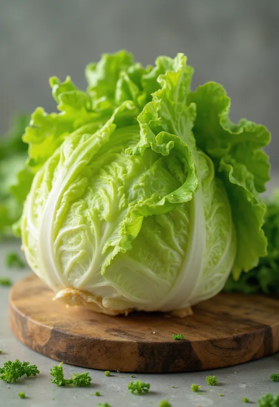 Búp xà lách mỡ tươi non, lá xanh mướt đã tách lớp ngoài