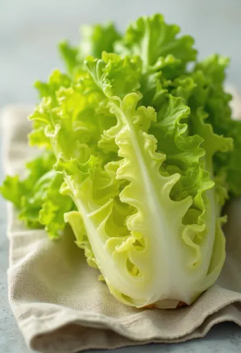 Búp xà lách Frisée với lá xoăn tít, chuyển từ vàng sang xanh
