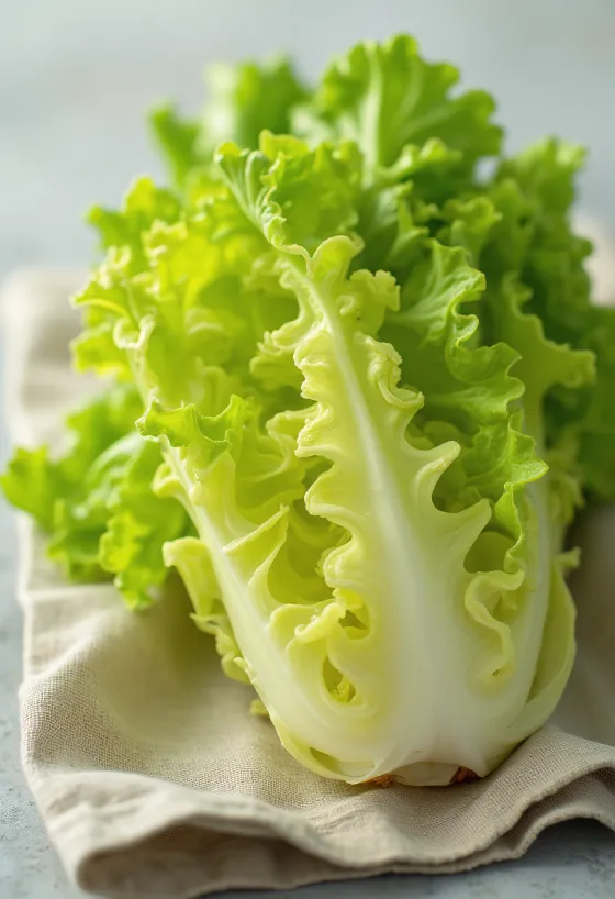 Búp xà lách Frisée với lá xoăn tít, chuyển từ vàng sang xanh