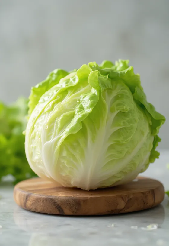 Búp xà lách Mỹ tươi xanh, các lớp lá cuộn chặt giòn ngon