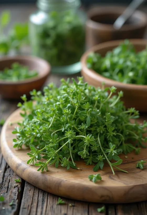 Cỏ xạ hương hương Caraway tươi xanh trên đĩa