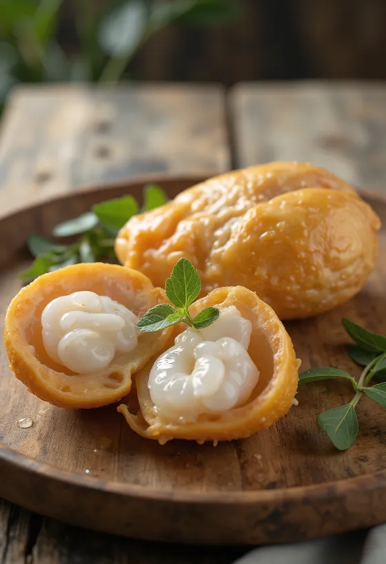 Chùm bòn bon chín vàng, múi trắng mọng nước