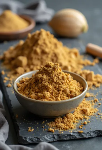 Quả nhàu tươi và lọ bột nhàu mịn màng