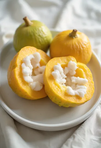 Quả Santol cắt lát lộ phần thịt trắng xốp mềm mại