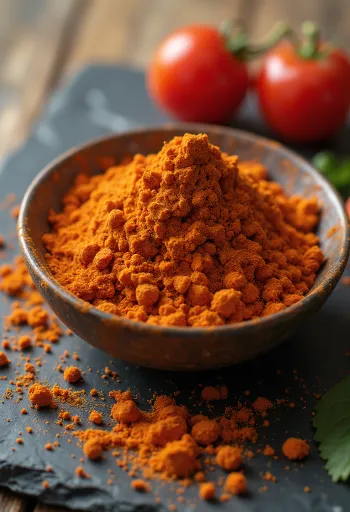 Quả cà chua thân gỗ Tamarillo chín đỏ và phần thịt quả trong lọ