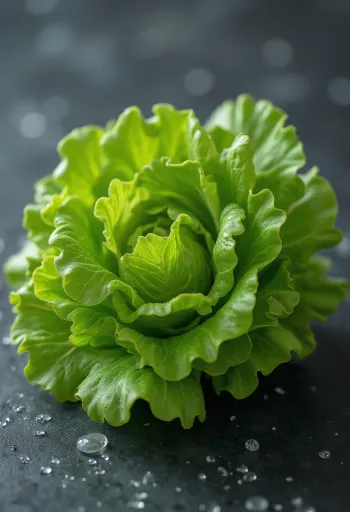 Rau xà lách lá sồi xanh mướt, lá xoăn nhẹ trên thớt gỗ