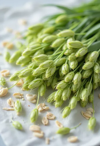 Những chồi yến mạch xanh non mơn mởn trên đĩa sạch