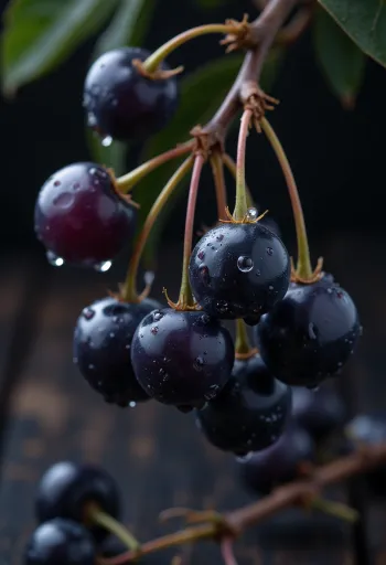 Chùm quả thanh lương trà đỏ mọng, vỏ hơi nhăn