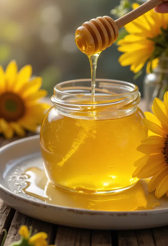 Hũ mật ong hoa hướng dương vàng tươi kết tinh dạng kem