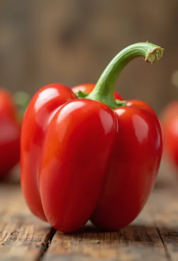 Ớt chuông đỏ, xanh, vàng tươi ngon cắt lát và để nguyên trên bàn gỗ