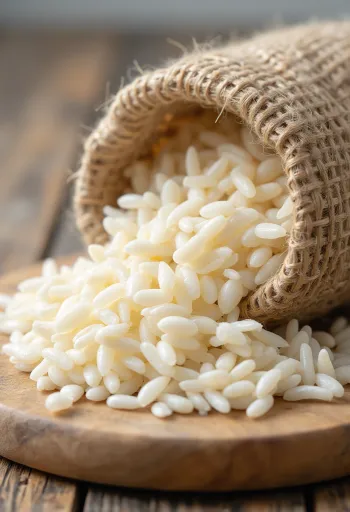 Cốm gạo dẹt (Rice Flakes) trắng ngần trong bát và thìa gỗ