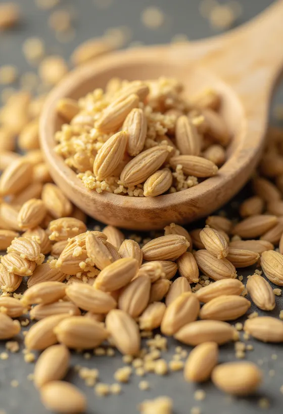 Bột Cumin mịn và hạt Cumin nguyên hạt trên bàn gỗ