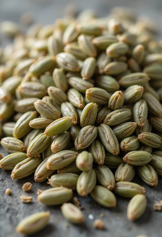 Hạt lúa mạch đen đã làm sạch trong túi vải và rải trên bàn