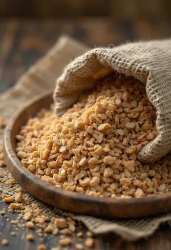 Cám lúa mạch đen dạng vảy trong bát gốm mộc mạc