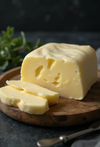 Bơ lên men vàng óng trong liễn gốm, bên cạnh là kem chua