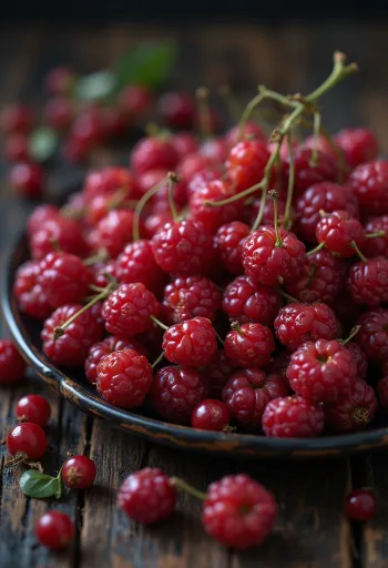 Chùm quả ngũ vị tử tươi màu đỏ mọng rực rỡ