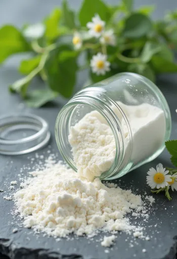 Đường cỏ ngọt Stevia dạng bột trong bát nhỏ kèm thìa gỗ