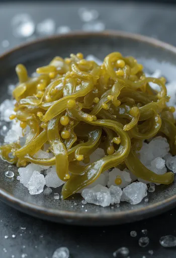 Tảo bẹ Bladderwrack khô với các túi khí đặc trưng trên lá