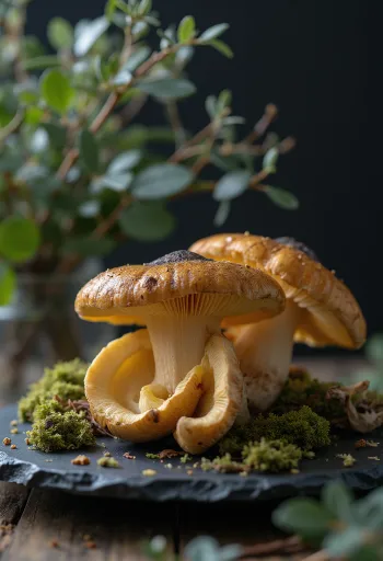 Nấm phễu (Chanterelle ống) thái lát tươi ngon cùng gia vị thảo mộc