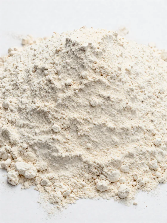 Bột mì Spelt màu be sáng trong bát gốm