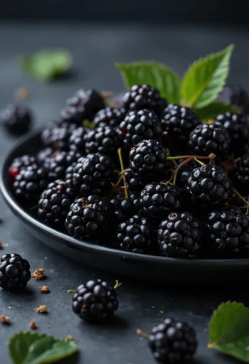 Chùm mâm xôi đen rừng chín mọng màu tím sẫm hấp dẫn