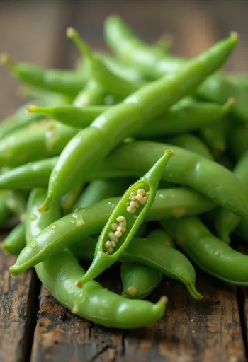 Đậu cô ve xanh tươi trên thớt gỗ, một số quả được cắt khúc