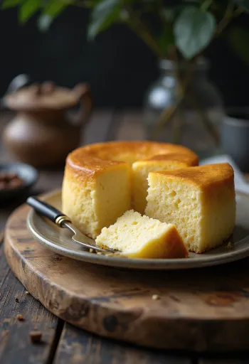 Bánh phô mai Nhật Bản mềm nhẹ, rắc đường bột