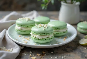 Macaron dừa được bày biện trên đĩa