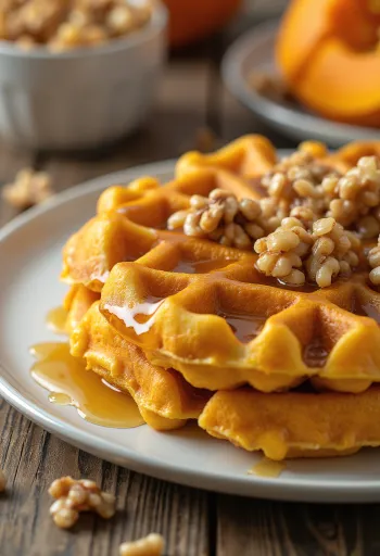 Bánh waffle bí ngô với bí ngô tươi và quế