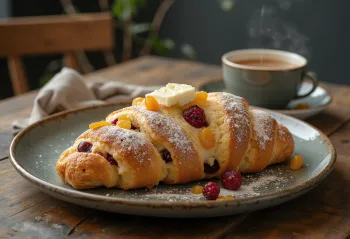 Bánh Stollen Chai Latte cắt lát, với bột bánh tẩm gia vị