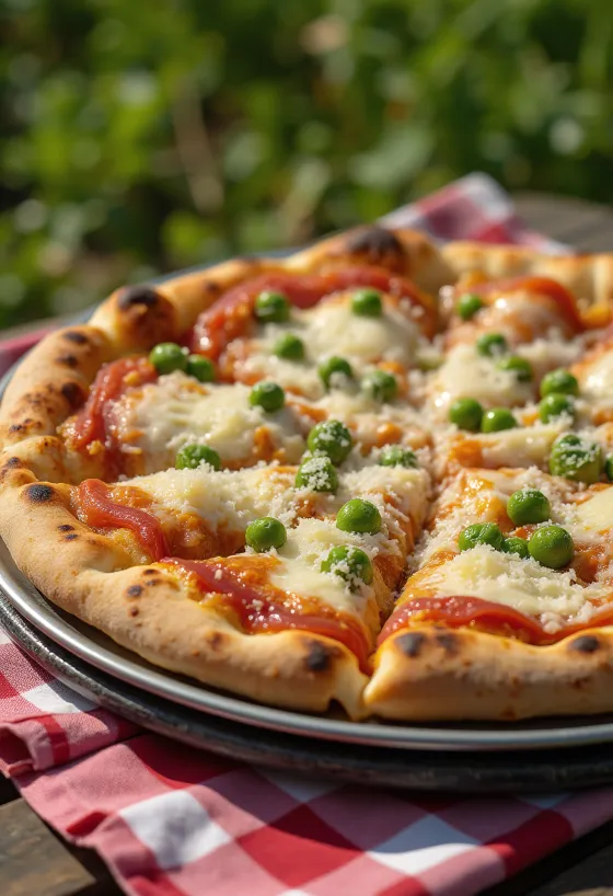 Pizza ai Piselli với đậu Hà Lan và phô mai