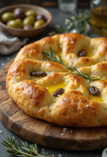 Pizza Focaccia với muối và dầu ô liu từ Liguria