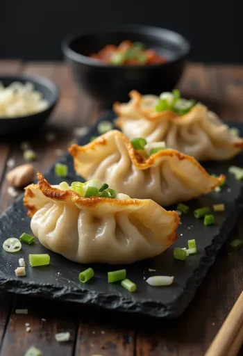 Gyoza nhân đậu phụ Nhật Bản với lớp vỏ giòn, dùng kèm nước chấm xì dầu