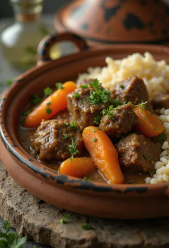 Thịt cừu hầm Tajine với mơ khô và hạnh nhân