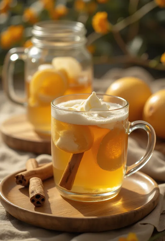 Cider gừng mật ong phục vụ trong ly