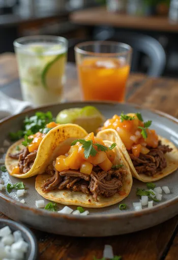 Tacos de Res con Salsa Habanero được dọn ra đĩa