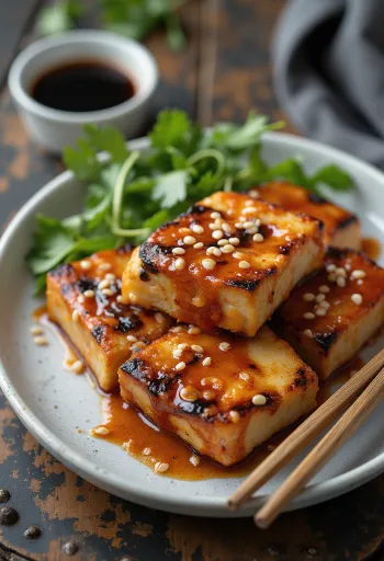Đậu phụ nướng BBQ sốt ớt ngọt được bày biện