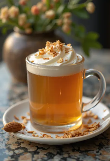 Cider hạnh nhân mật ong phục vụ trong ly