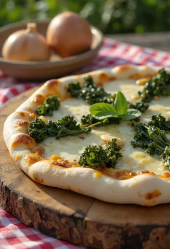 Pizza al Cavolo Nero với cải xoăn và phô mai